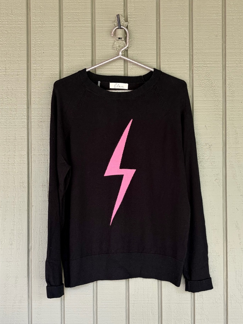 Elan Black Pink Lightning Bolt Ultra Soft Sweater M